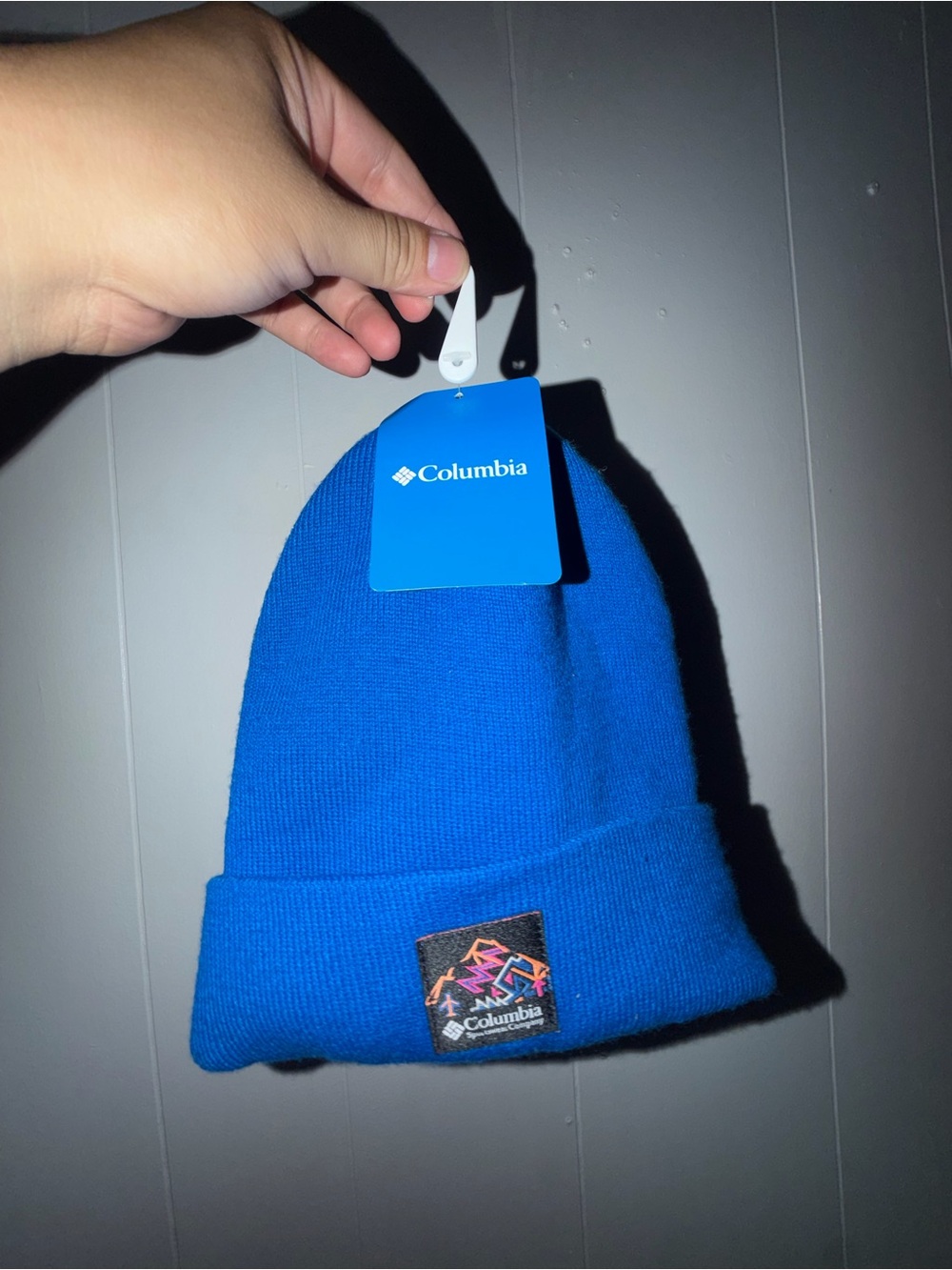 Unisex Columbia Bright Blue Fold-Over Beanie Hat NWT